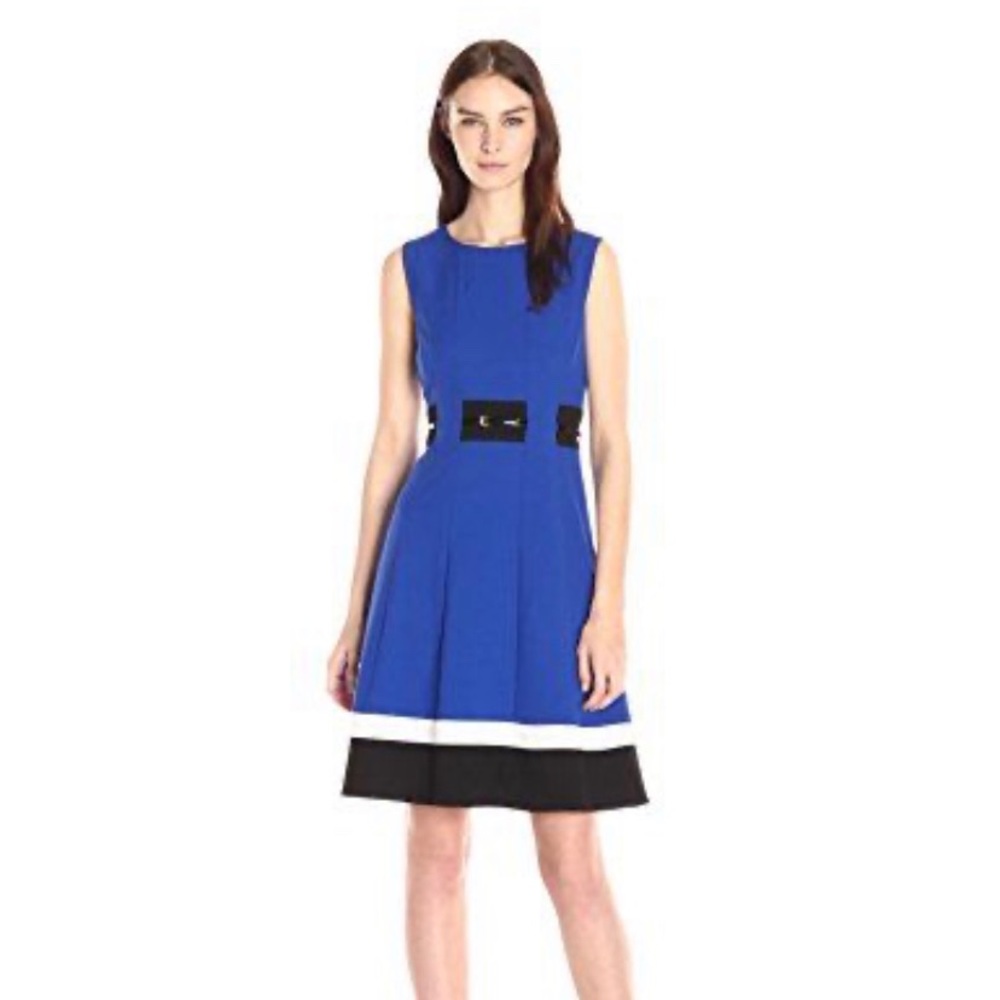 Calvin Klein Color Block Fit Flare Dress